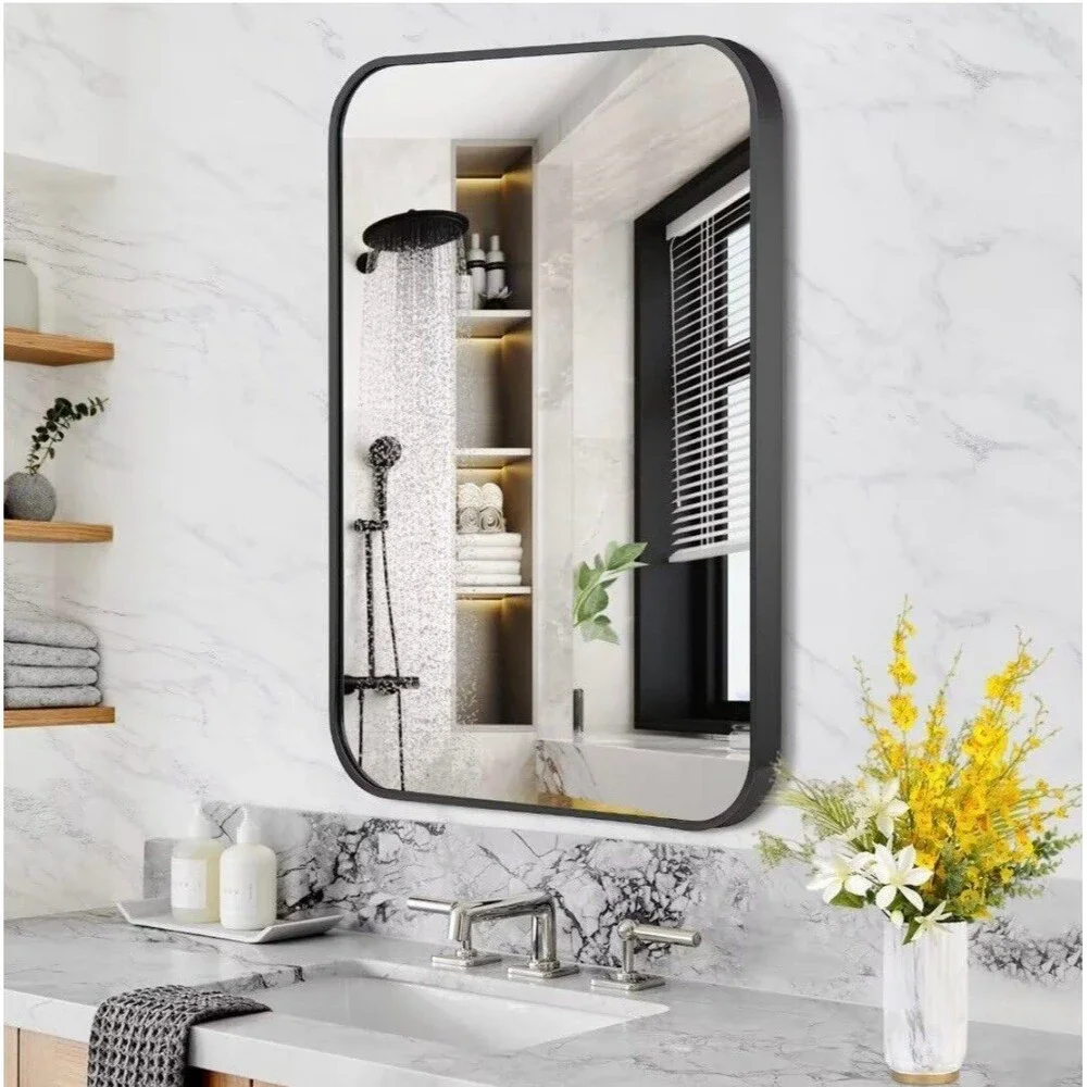 Bathroom Vanity Wall Mirror Large Black for Entryway Anti-Rust 12”x16